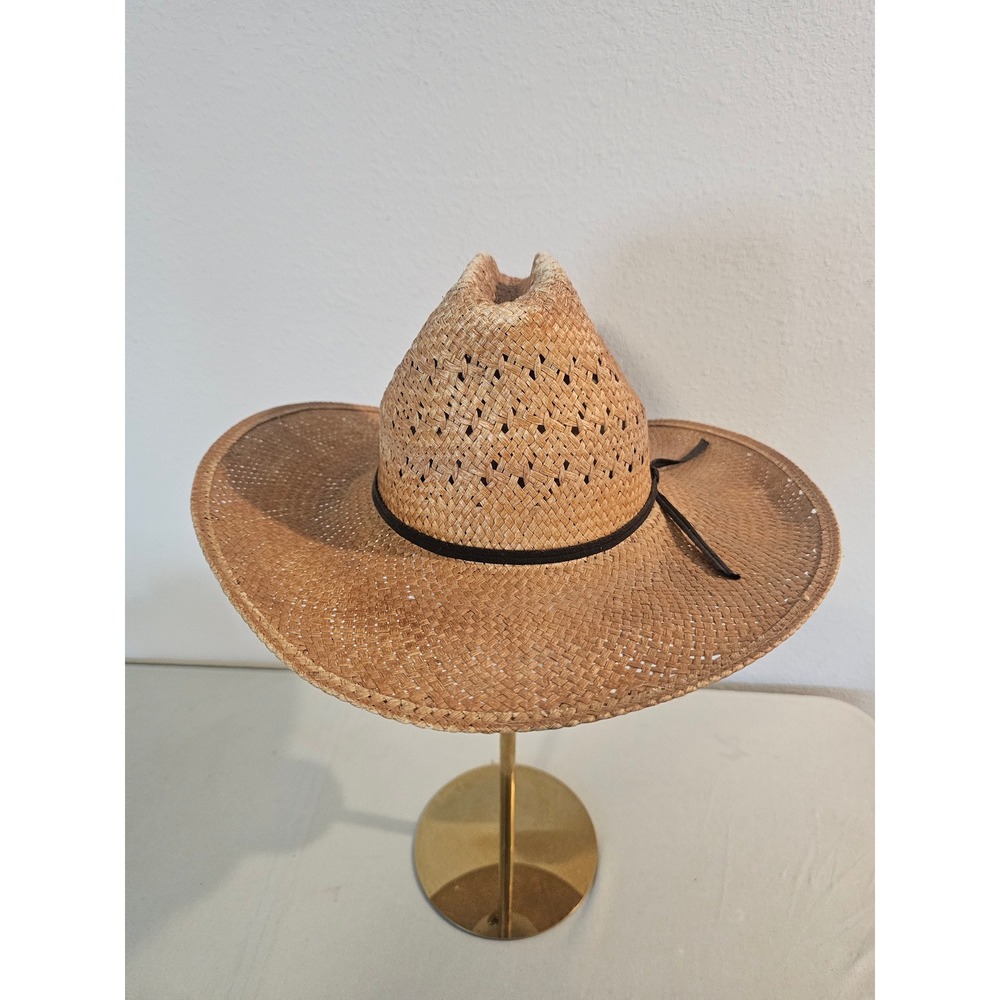 Resistol 7 1/8 Long Oval Tan Straw Cowboy Hat Self Conforming Vintage
